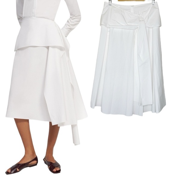 Theory Stretch Cotton Sarong Midi Skirt in White Size 12 - Picture 1 of 7